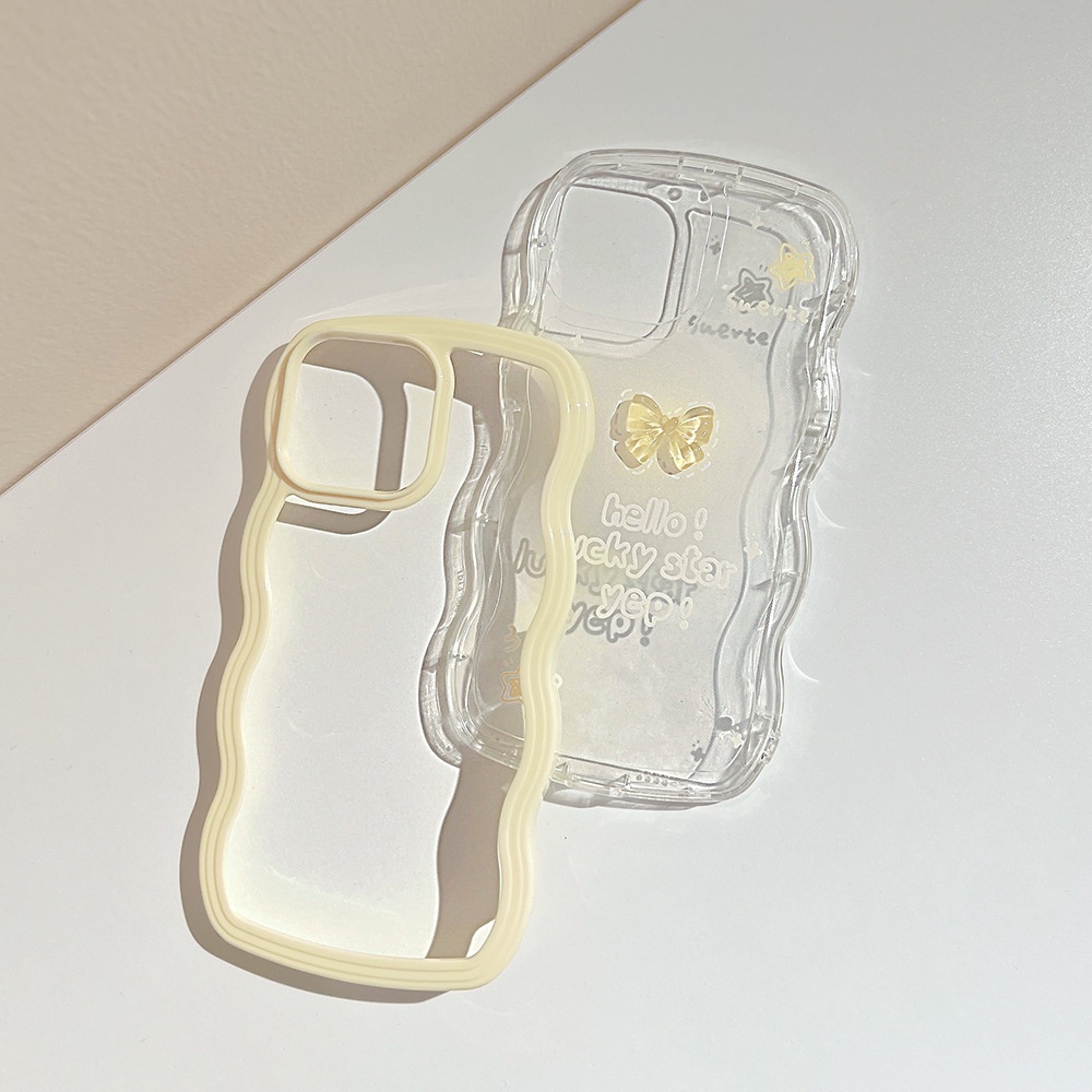 Ốp điện thoại TPU trong suốt màu macaron đính nơ 3D 2 trong 1 thích hợp cho iPhone X XR XS 11 12 13 14 PLUS PRO MAX