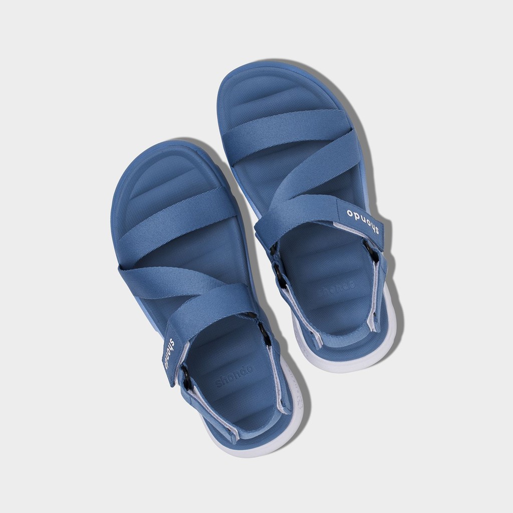 Giày sandal Shondo nam nữ đi học F6 đế bằng ombre xanh parisian trắng F6S0339