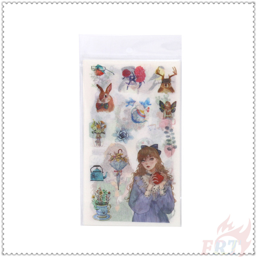 6 Tấm / Bộ ❀ Hình Dán Cô Gái Và Mèo Kawaii Thời Trang ❀ Sticker Dán Trang Trí Thời Trang