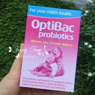 Men vi sinh optibac màu hồng trị táo bón cho trẻ sơ sinh, bà bầu 30 gói