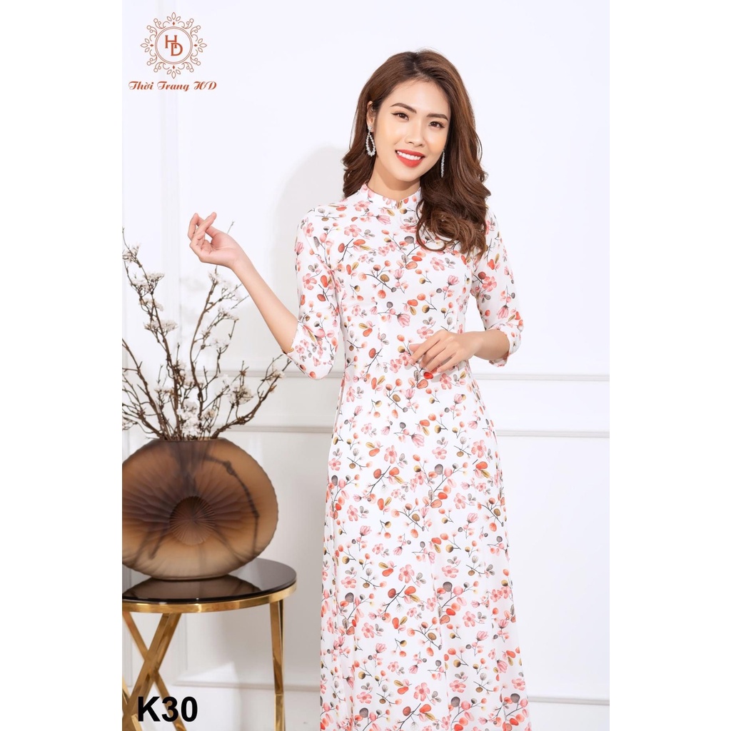 Set Áo Dài Hoa Nhí Hàng  Cao Cấp Siêu Xinh Trẻ Trung Cho Các Nàng