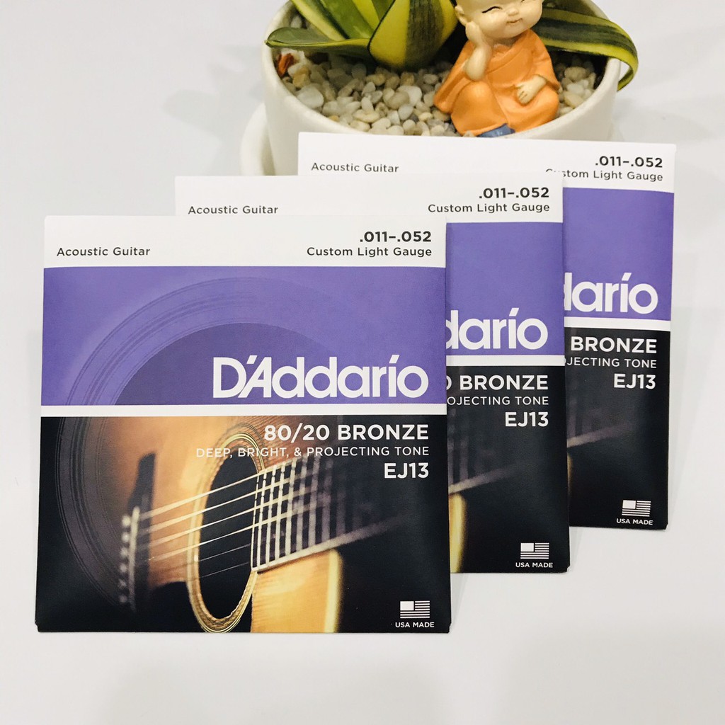 Dây đàn dành cho Guitar Acoustic D'Addario EJ13 tùy chỉnh loại 11-52/ 80/20 màu đồng almusic