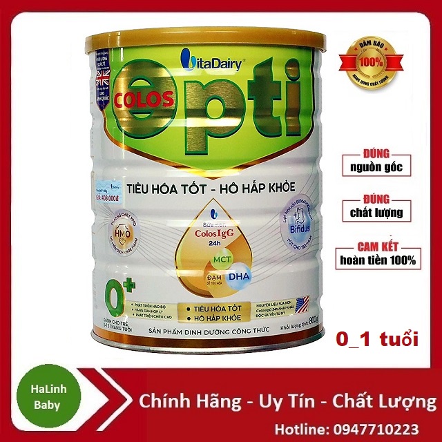 [Quét mã tích điểm] Sữa Colos Opti số 0+, 1+ 800g [Date mới nhất]