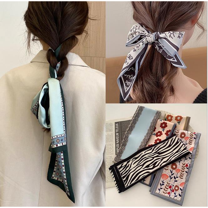1 Khăn Quàng Cổ Dài 98cm Bằng Lụa In Họa Tiết Thời Trang Cho Nữ