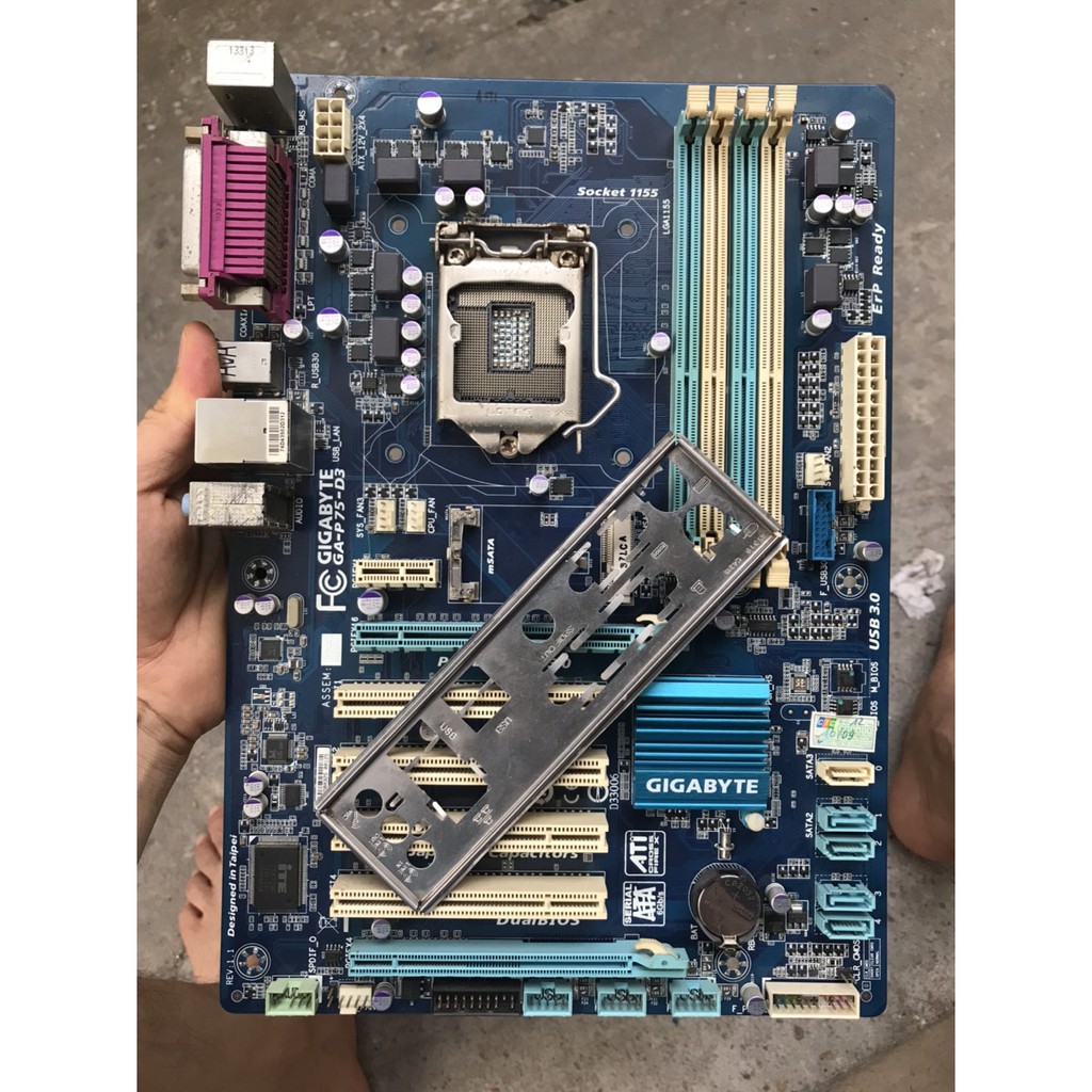 bo mạch chủ máy tính Giga P75 D3 rev 1.1 4 khe ram ddr3 socket 1155 mainboard Main gigabyte PC