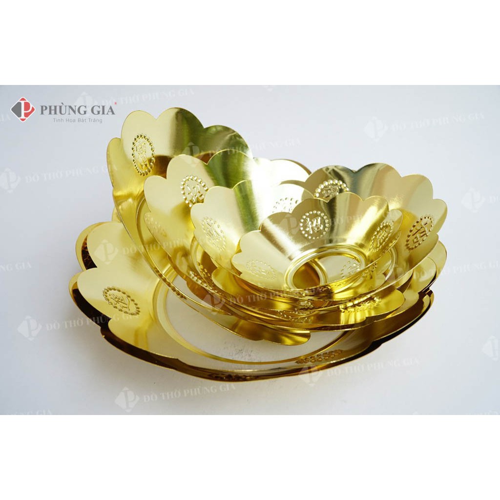 Khay hứng tàn hương tàn nhang mạ đồng nhiều kích cỡ, đồ thờ cúng Phùng Gia cao cấp