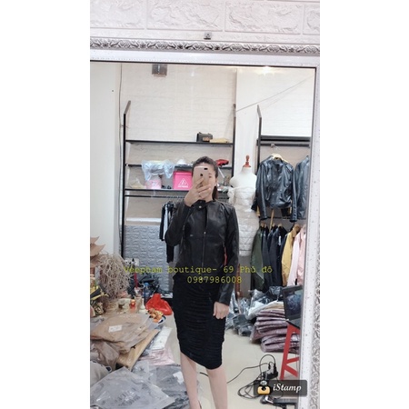 áo da cổ trụ nữ
