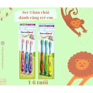 Set 3 bàn chải đánh răng Sensident cho trẻ từ 1-6