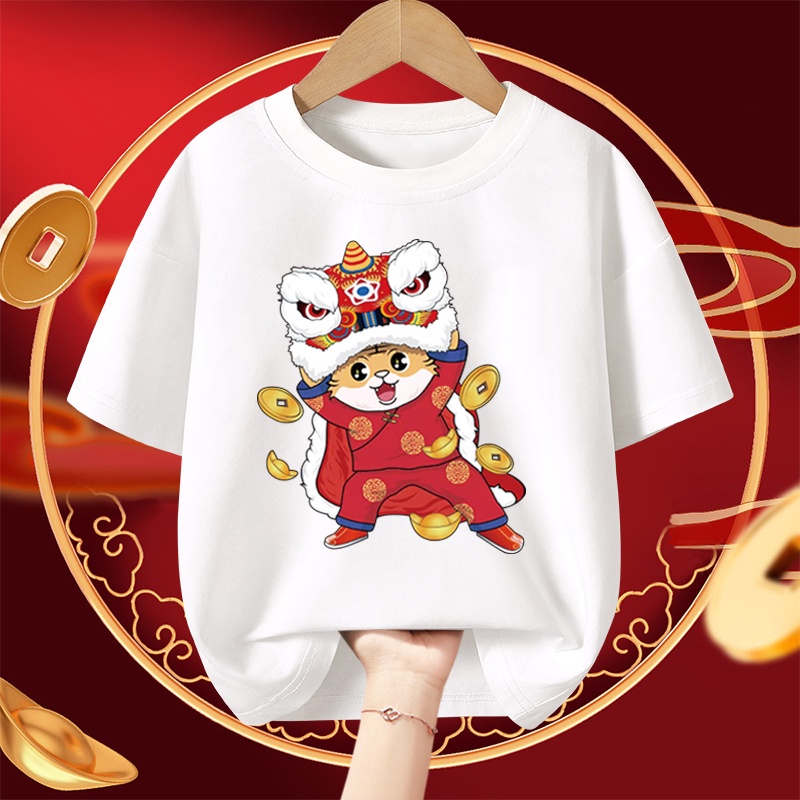 NRVP Áo thun trơn tay ngắn cổ tròn in họa tiết hoạt hình thời trang cho bé 3-11 tuổi