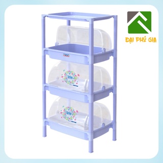 Kệ nhựa có nắp đậy Duy Tân size lớn loại 3 ngăn tiện dụng no.04120