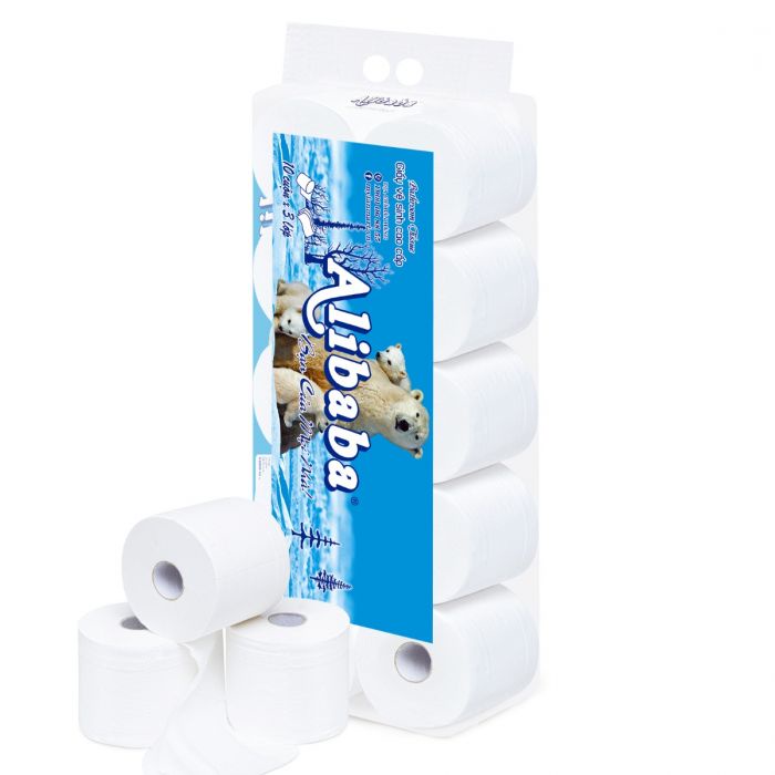 Giấy vệ sinh Alibaba Gấu Xanh Gấu Hồng 3 lớp Bịch 10 cuộn