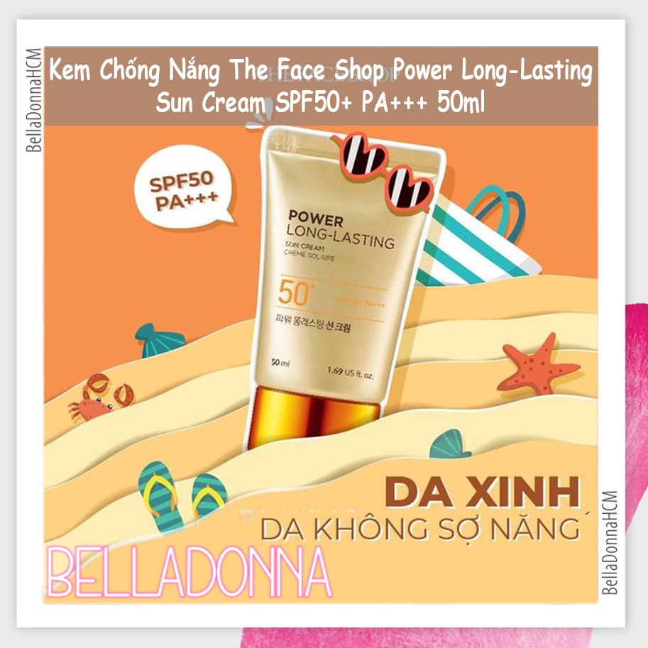 Kem chống nắng The Face Shop Power Long-Lasting Sun Cream SPF50+ PA+++ 50ml