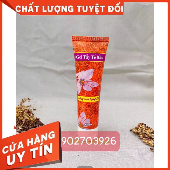 Gel Tẩy Tế Bào Chết nhụy hoa nghệ tây 100ml-giúp tẩy sạch lớp da sần sùi -giúp thông thoáng lỗ chân lông- da sáng min