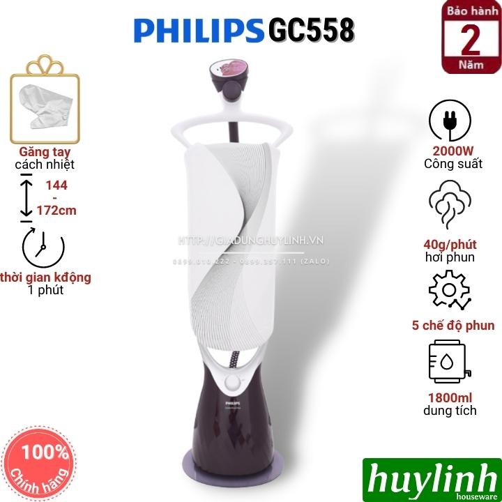 [Mã ELHAMS5 giảm 6% đơn 300K] Bàn ủi hơi nước đứng Philips GC558 - bảo hành 2 năm chính hãng