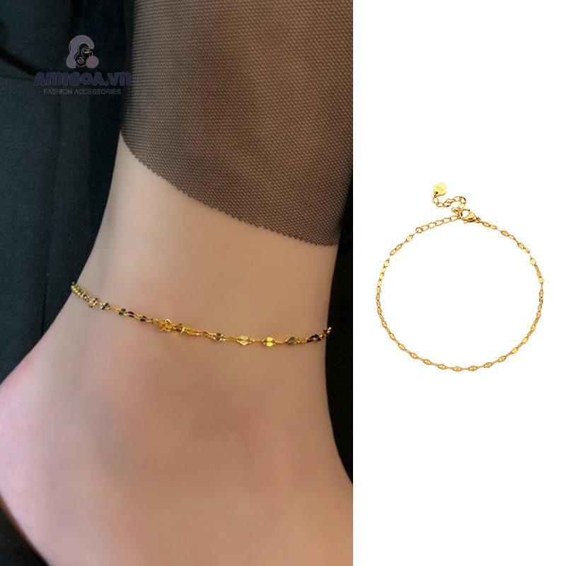 ✨✨Lắc Chân Bằng Thép Titan Mạ Vàng 18K Đơn Giản Không Phai Màu