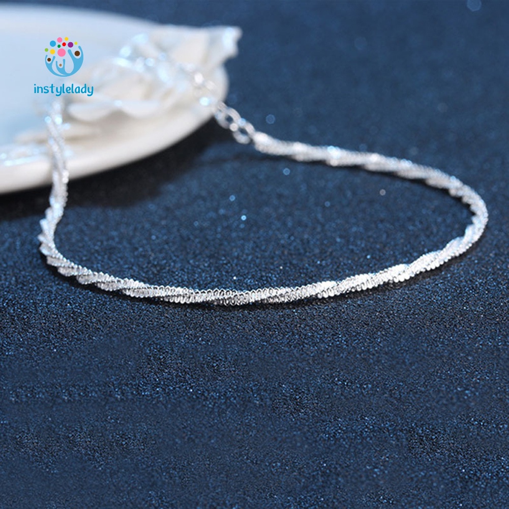 Iy❤Lắc Chân Mạ Bạc Dạng Xoắn Thời Trang Đi Biển Cho Nữ