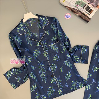Pijama Lụa Hoa Dài Tay Cao Cấp Y34