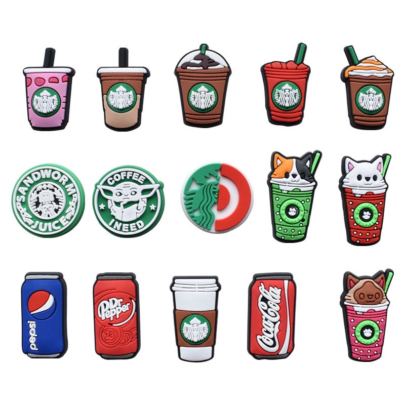 jibbitz / sticker Khóa Gắn Giày Crocs Hình Hoa Starbucks Cola jibbitz Chất Lượng Cao #Cod