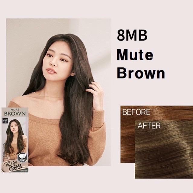 [BỀN MÀU] Thuốc nhuộm tóc tại nhà màu Mute Brown | Nhuộm tóc Hello Cream Mise En Scene 8MB nâu tây