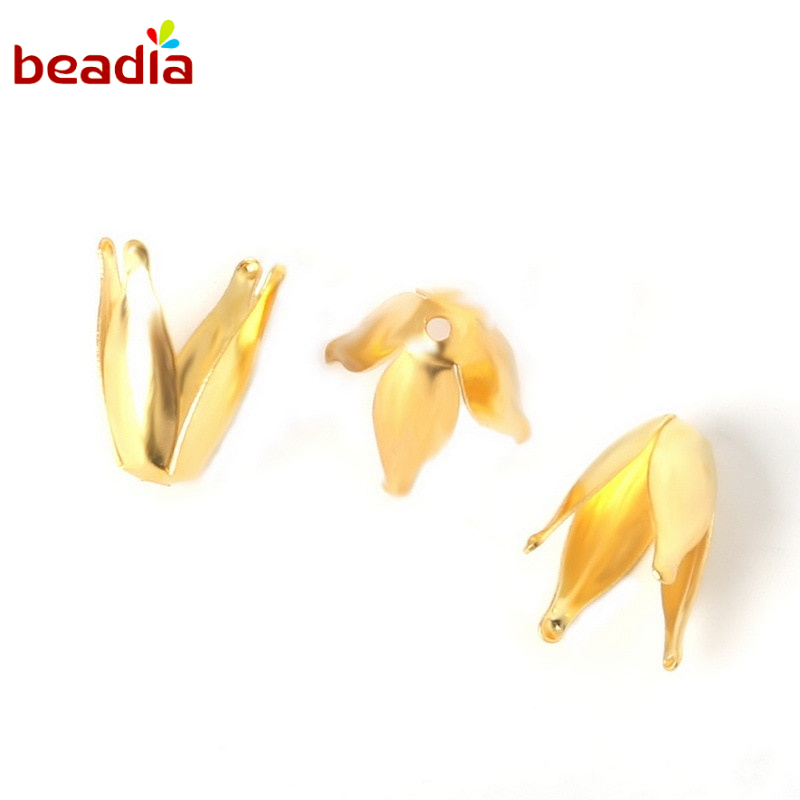 Mũ chặn hạt làm trang sức Beadia hình hoa bằng kim loại 13x8mm (vừa với 10mm)