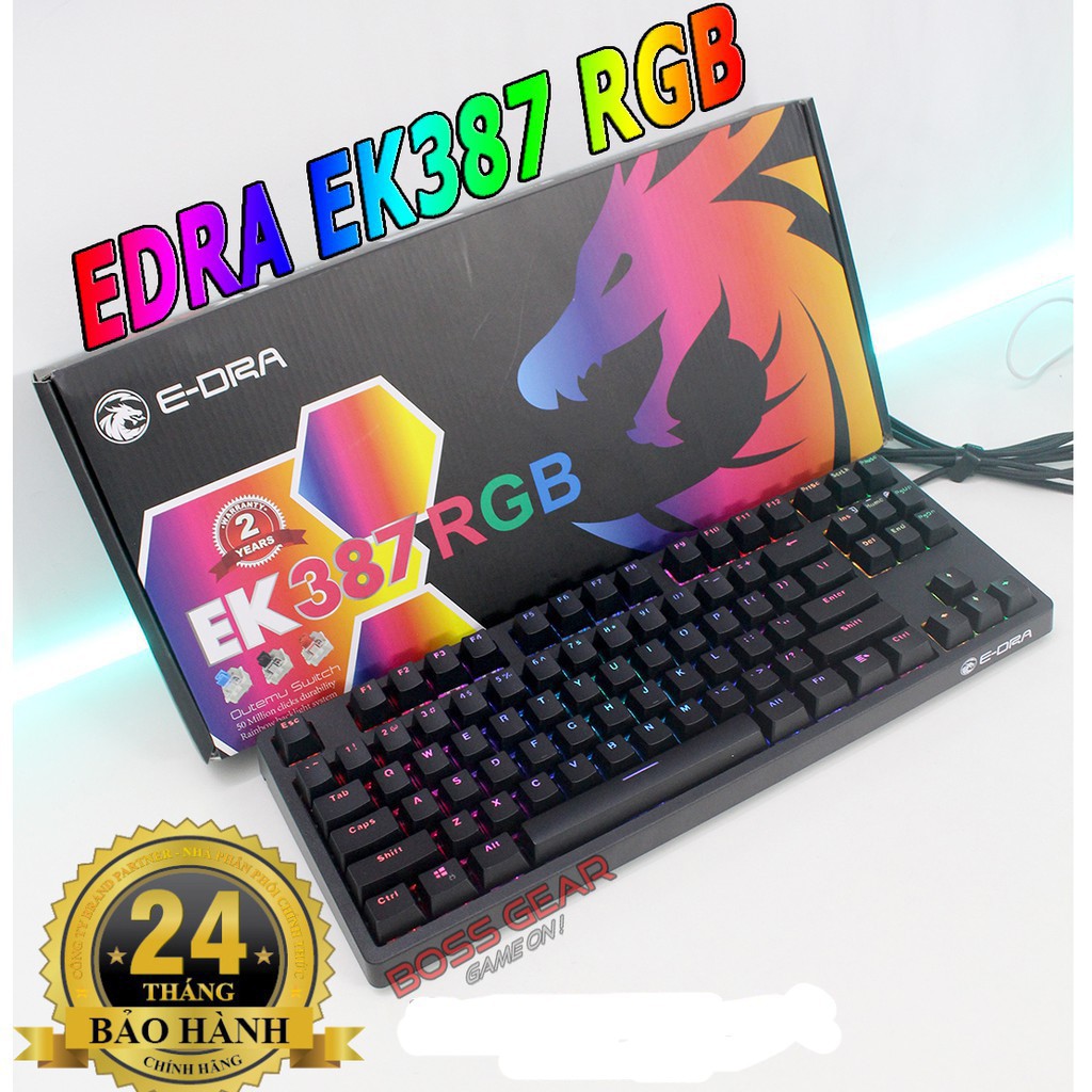 Bàn phím cơ TKL E-Dra EK387 - Led RGB - BH 24 tháng