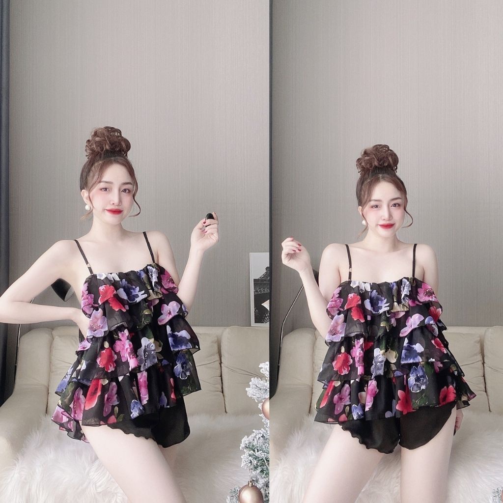 Đồ ngủ sexy BIGSIZE ❣️FREE SHIP❣️ Đồ ngủ nữ lụa Chiffon phối Satin cao cấp mềm mại xinh xắn < 72kg | BigBuy360 - bigbuy360.vn