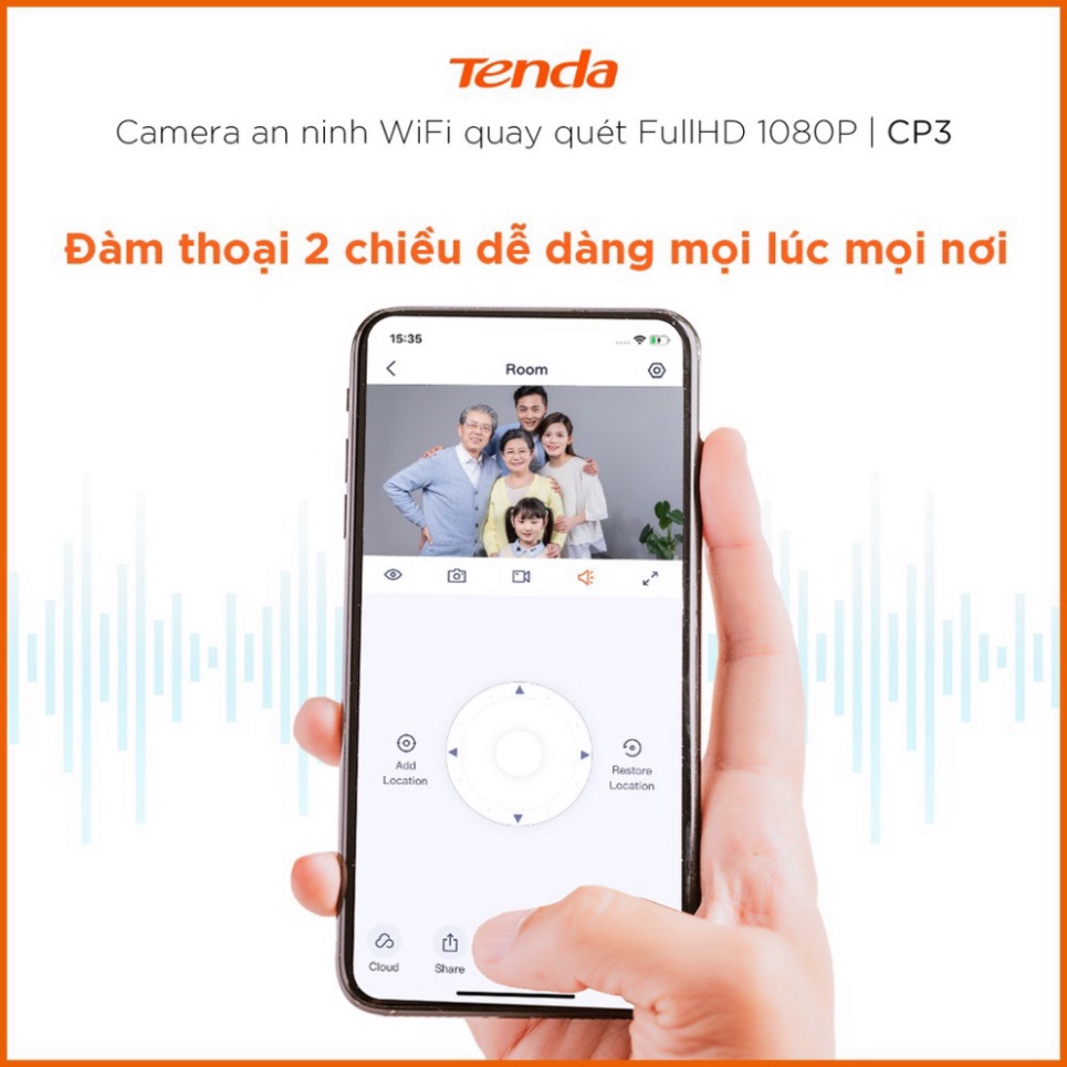Camera IP Wifi Tenda CP3 Full HD 1080P 360° Kèm thở nhớ