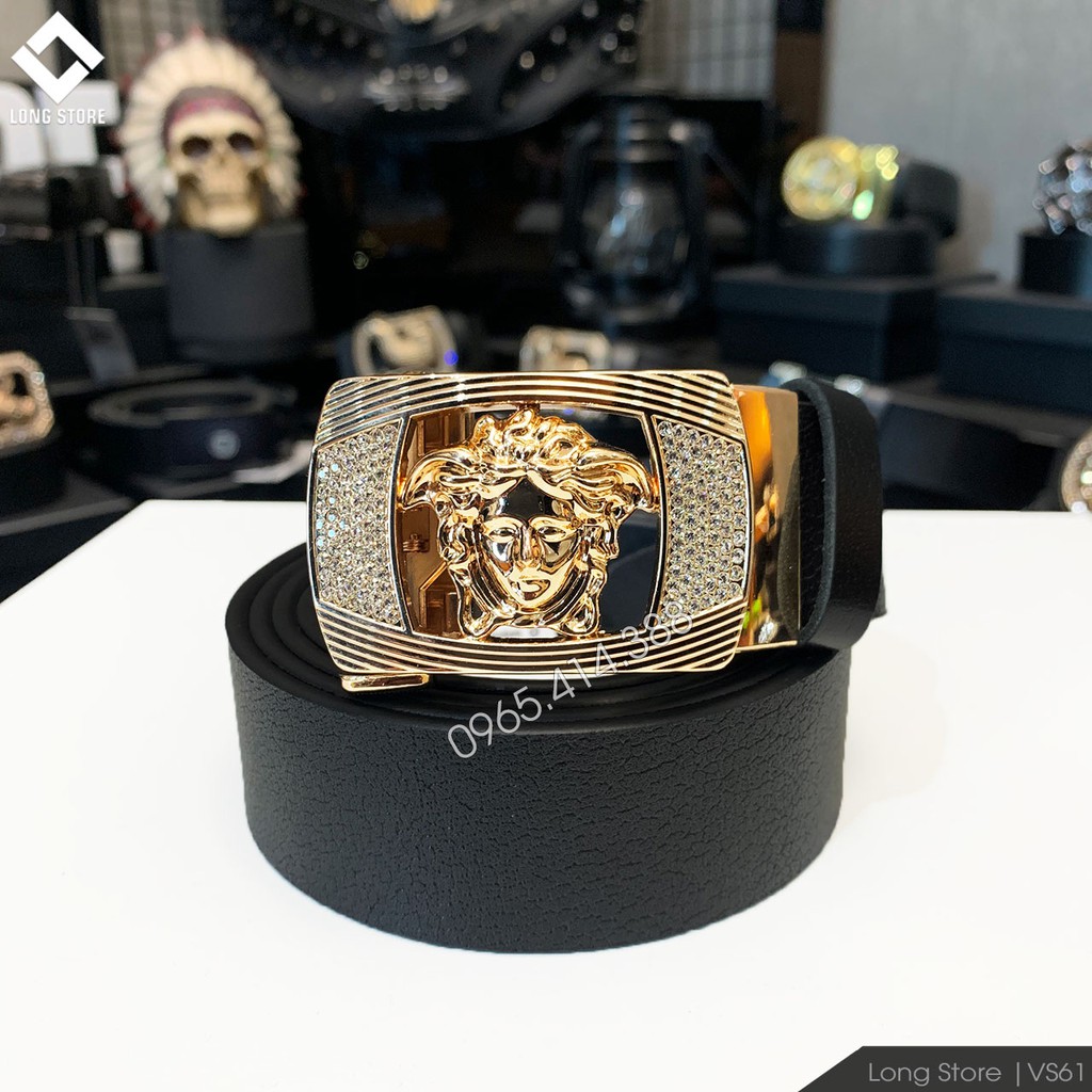 Thắt lưng da nam đính đá cao cấp da thật 100% bảo hành 3 năm về da LONGSTORE