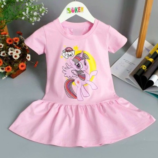 Váy Đầm thun Bé Gái ngựa little PONY thun 4 chiều chính phẩm Mềm Mát size nhí đại 1-14