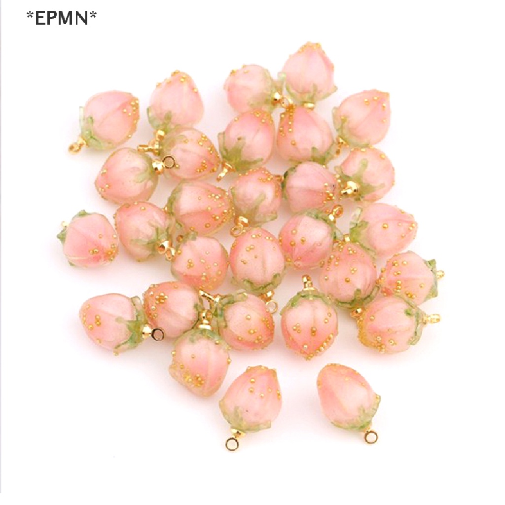 Mặt Dây Chuyền Hình Trái Dâu 3D Bằng Nhựa Resin Làm Trang Sức Thủ Công Diy