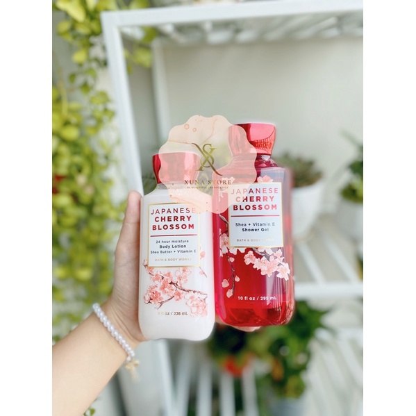 Combo sữa tắm + dưỡng thể Bath & Body Works mùi Japanese Cherry Blossom