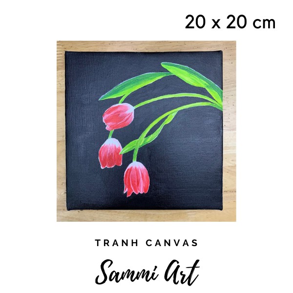 Tranh canvas các loại hoa vẽ tay - cỡ 20x20cm