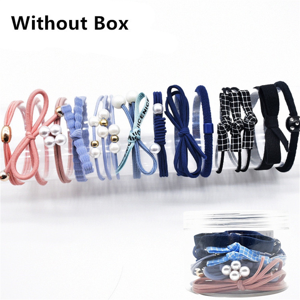 Set 12 Dây Cột Tóc Co Giãn Đính Nơ Và Ngọc Trai Thanh Lịch Cho Nữ