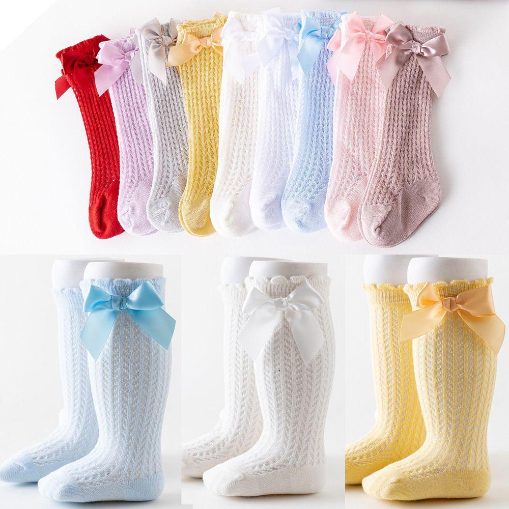 MIHAN1 Vớ Lưới Đính Nơ Mềm Mại Thoáng Khí Cho Bé Gái