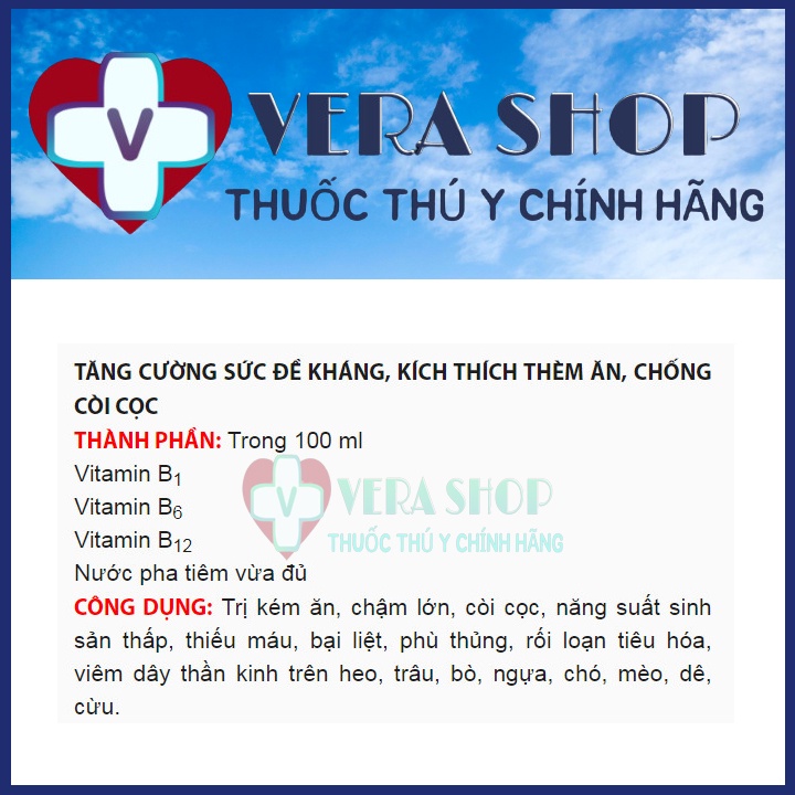 BIO VITAMIN B1 B6 B12 50ML - Giúp thèm ăn, tăng đề kháng cho chó mèo, heo, trâu