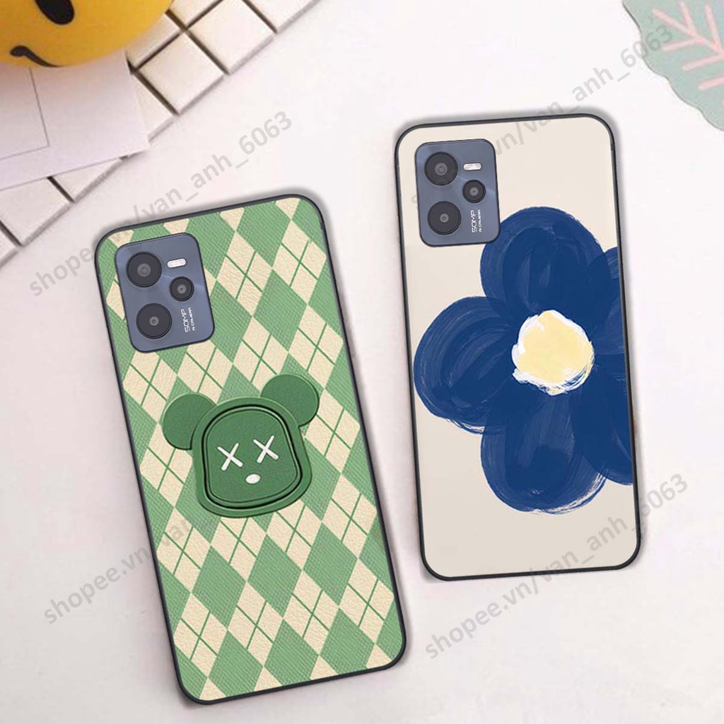 Ốp lưng Realme C35 in hình hoa, gấu rich bear nghệ thuật, thời trang