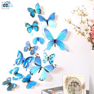 12 decal dán tường Hình Con Bướm 3d