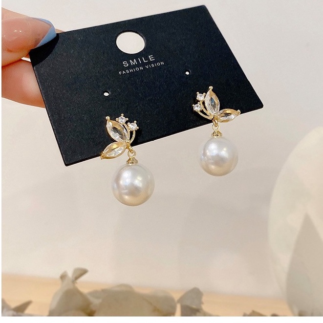 Khuyên tai KTCB311 bướm thả ngọc trai nhân tạo nữ tính