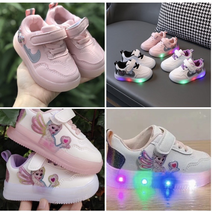 Giày thể thao có đèn led cho bé gái, bé trai - giày cho bé có hình dễ thương,da PU mềm, nhẹ êm chân,có quai dán 768 5148