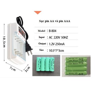 Bộ sạc pin aa và aaa siêu nhanh kèm 4 pin sạc aa và 4 pin aaa 1.2v