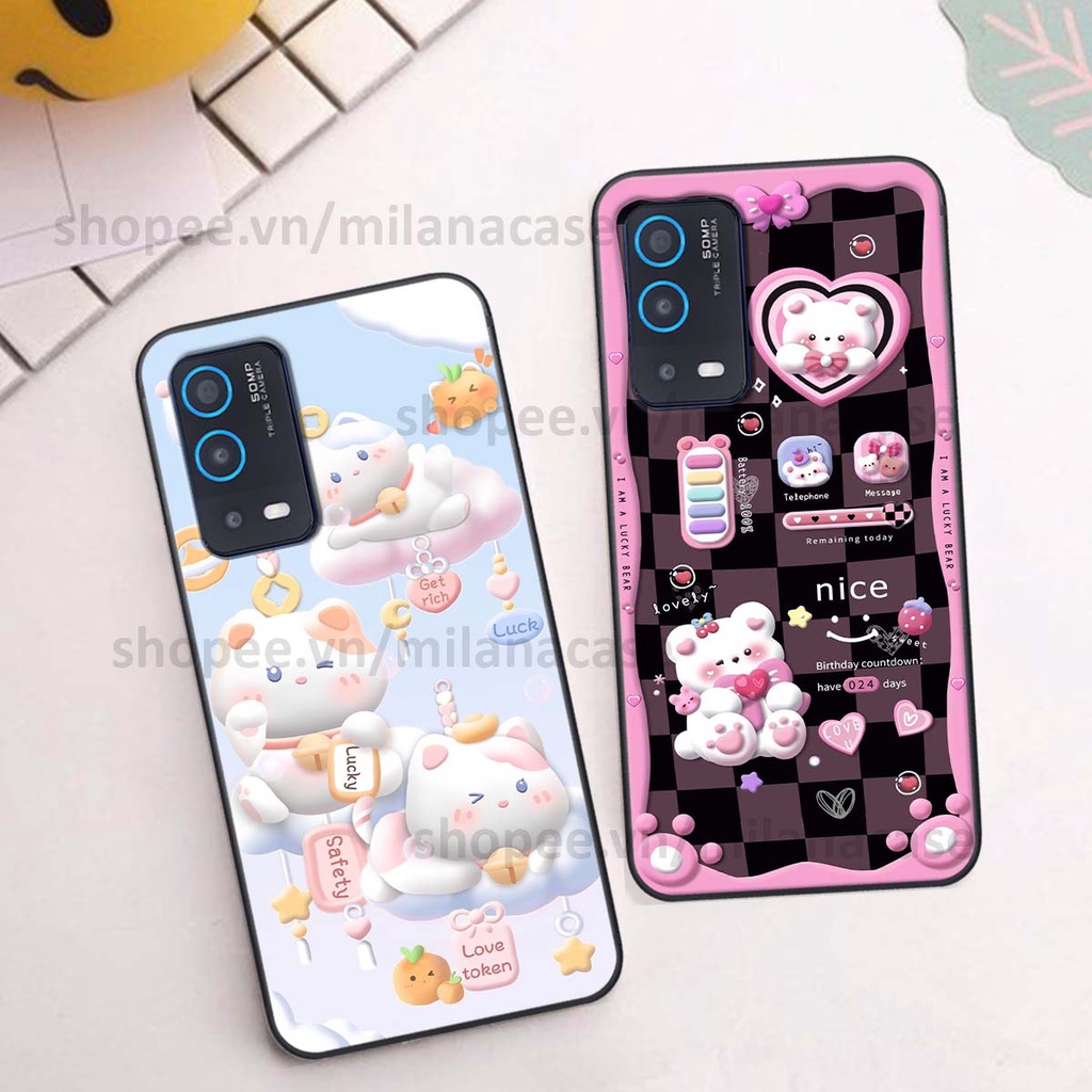 Ốp Oppo A54 / A55 hình đồng hồ icon gấu mèo cute cực dễ thương ngộ nghĩnh