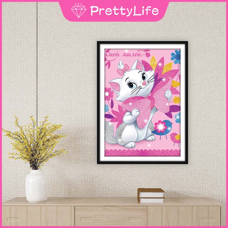 Bộ Tranh Đính Đá 5D Tự Làm 30x40cm Hình Mèo Hoạt Hình Đáng Yêu