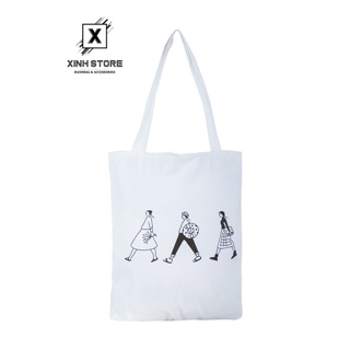 Túi Vải Đeo Vai Tote Bag 3 Người Trắng XinhStore