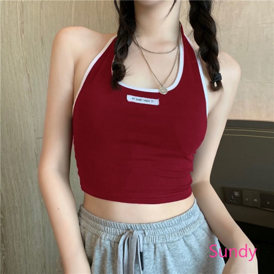 Áo Croptop Thể Thao Ôm Dáng Phối Dây Gợi Cảm Thời Trang Cho Nữ