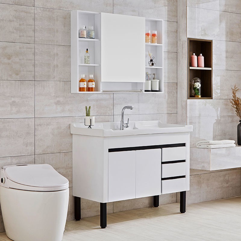 [Tủ phòng tắm] tủ kết hợp trang điểm tắm chung cư nhỏ chậu rửa đặt sàn hiện đại tối giản < | BigBuy360 - bigbuy360.vn