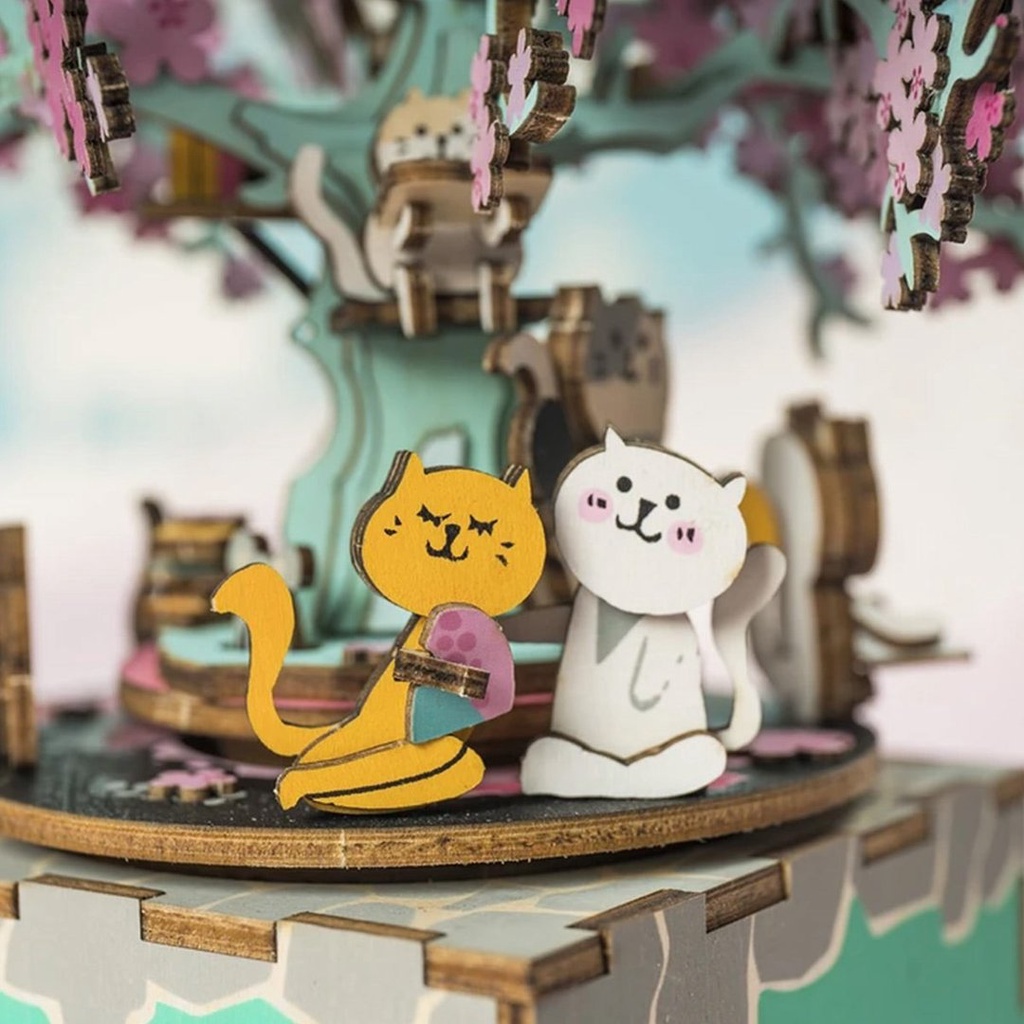 Đồ chơi gỗ thông minh trẻ em, Hộp Nhạc Gỗ Lắp Ráp Mô Hình 3D DIY-Cherry Blossom Tree Robotime - Quà tặng sinh nhật giáng