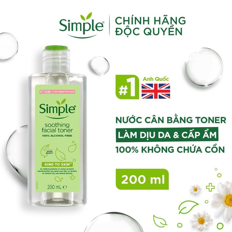 Combo làm sạch siêu lành tính Simple Sữa rửa mặt + Toner nước hoa hồng