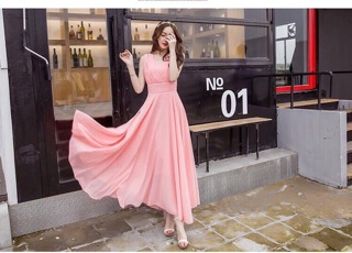 Đầm maxi cổ tim sang trọng