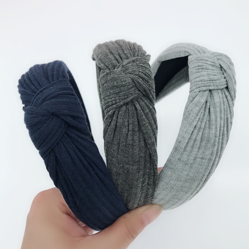 Cài tóc vải dệt kim màu trơn phong cách hàn quốc thời trang thu đông cho nữ