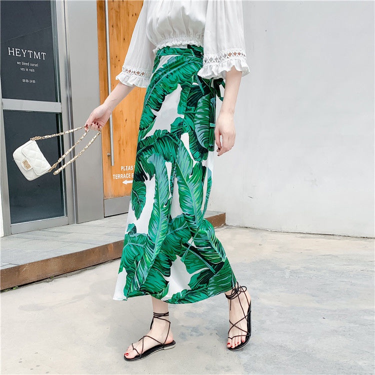 Váy chống nắng dạng quần quây chống nắng quần váy chống nắng váy chống nắng jean Chân Váy Voan Dài Một Mảnh Phối Ren Hoa Xẻ Tà Kiểu Mới 2021 [QYJFS08 10 Màu